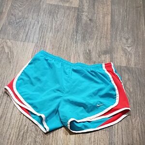 Nike Teal and Red Running Shorts with White Trim